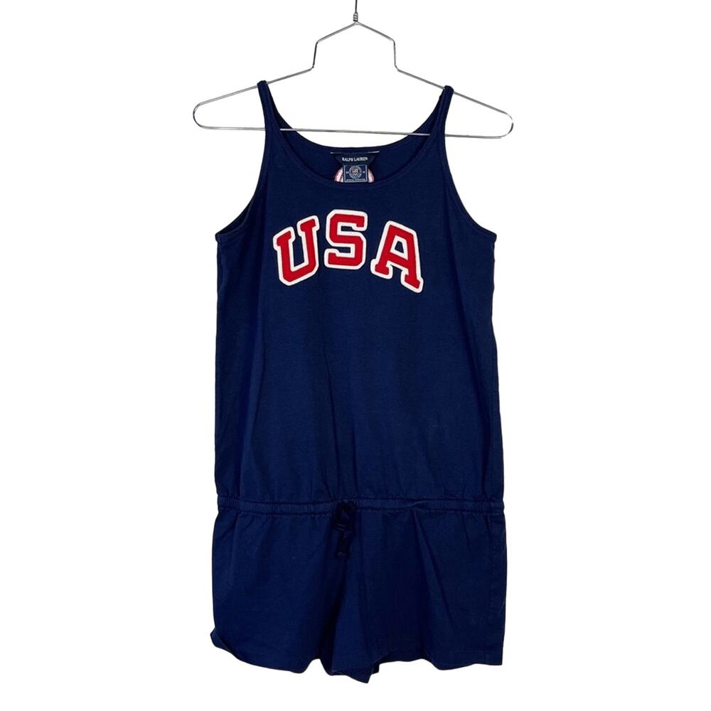 RALPH LAUREN | Navy‎ Blue "USA" 2012 Olympics 100% Cotton Romper | Girls